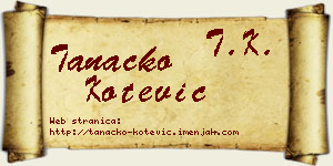 Tanacko Kotević vizit kartica